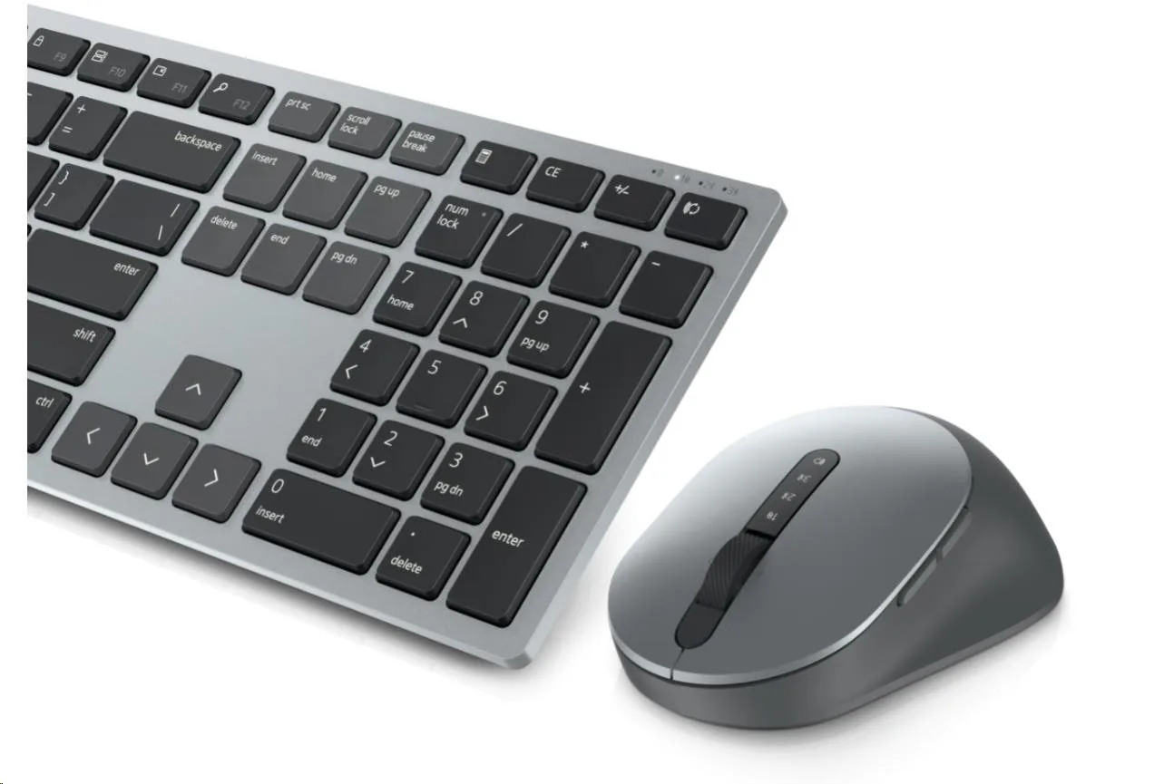 Dell Pro Plus Keyboard and Mouse KM7321W - Sada klávesnice a myši - bezdrátový - 2.4 GHz, Bluetooth 5.0 - QWERTZ - česká/slovenská - titanová šedá