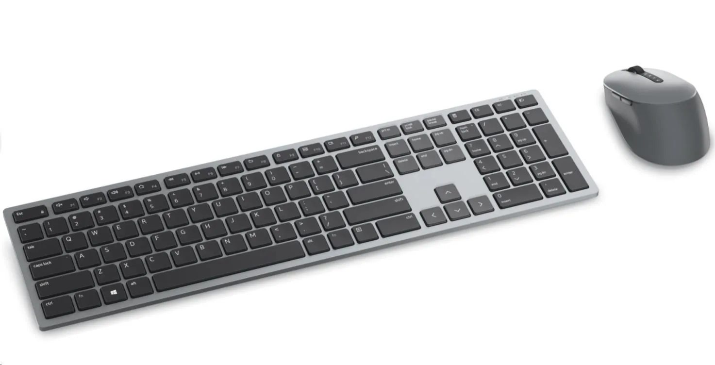 Dell Pro Plus Keyboard and Mouse KM7321W - Sada klávesnice a myši - bezdrátový - 2.4 GHz, Bluetooth 5.0 - QWERTZ - česká/slovenská - titanová šedá
