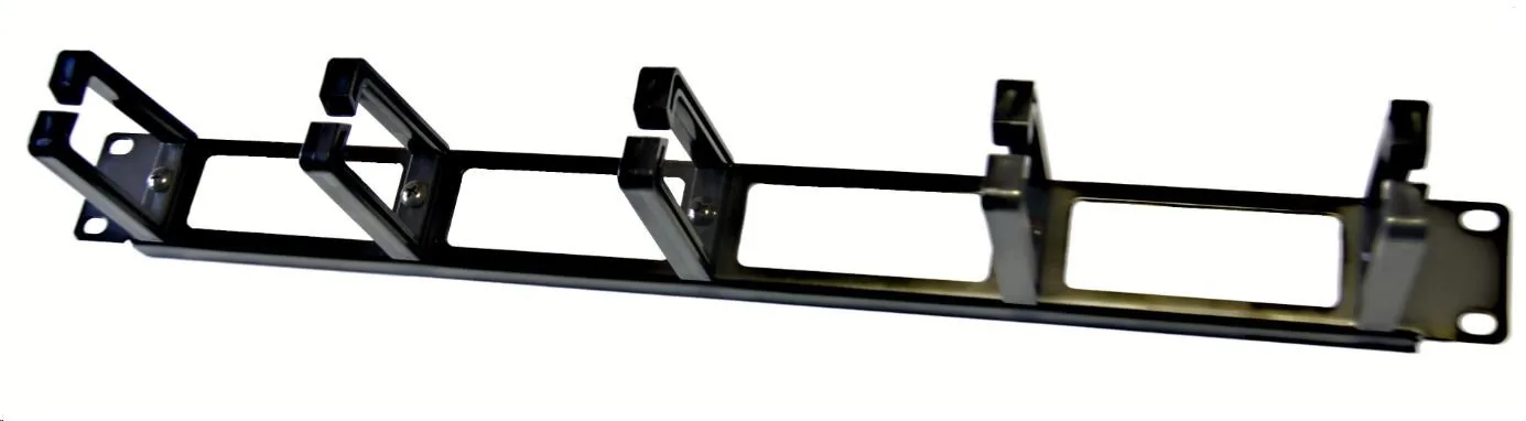 19" vyvazovací panel LEXI-Net 1U, 5x plastový úchyt 40x60mm, průchozí, černý