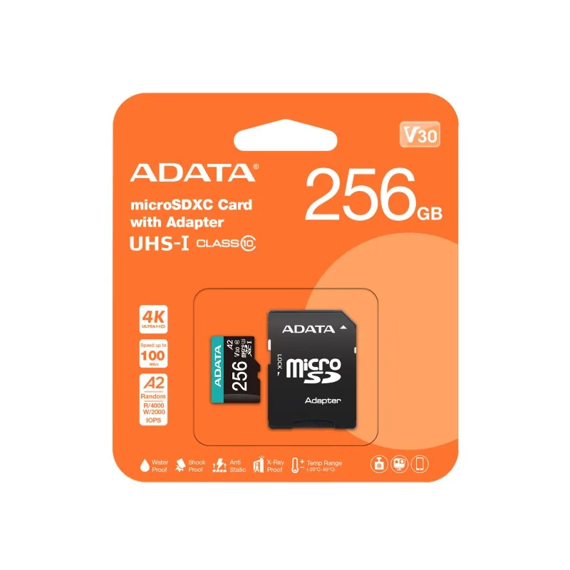 ADATA V30S/micro SDXC/256GB/UHS-I U3 / Class 10/+ Adaptér