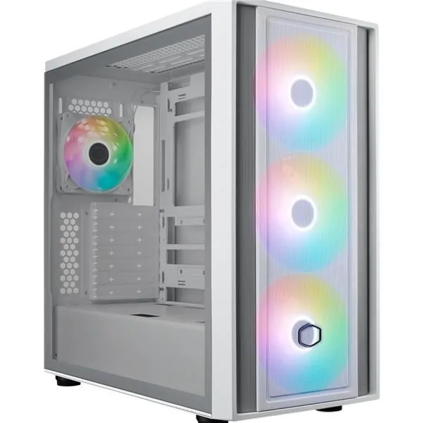 Cooler Master case MasterBox 600, ATX, Průhledná bočnice, 3x 140mm ARGB Fan, 1x 120mm ARGB Fan, ARGB Hub, Bílá