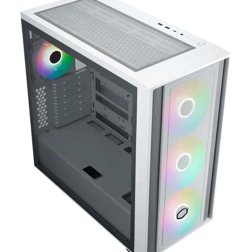Cooler Master case MasterBox 600, ATX, Průhledná bočnice, 3x 140mm ARGB Fan, 1x 120mm ARGB Fan, ARGB Hub, Bílá