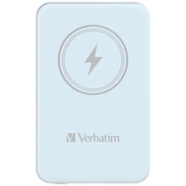 Verbatim power banka s bezdrátovým nabíjením 5V, nabíjení telefonu, 32242, 5 000mAh, magnetické připevnění, modrá