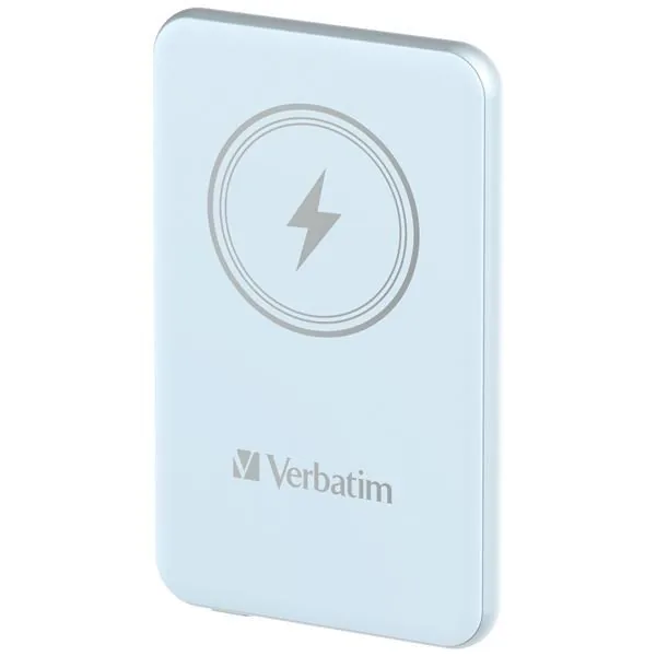 Verbatim power banka s bezdrátovým nabíjením 5V, nabíjení telefonu, 32242, 5 000mAh, magnetické připevnění, modrá