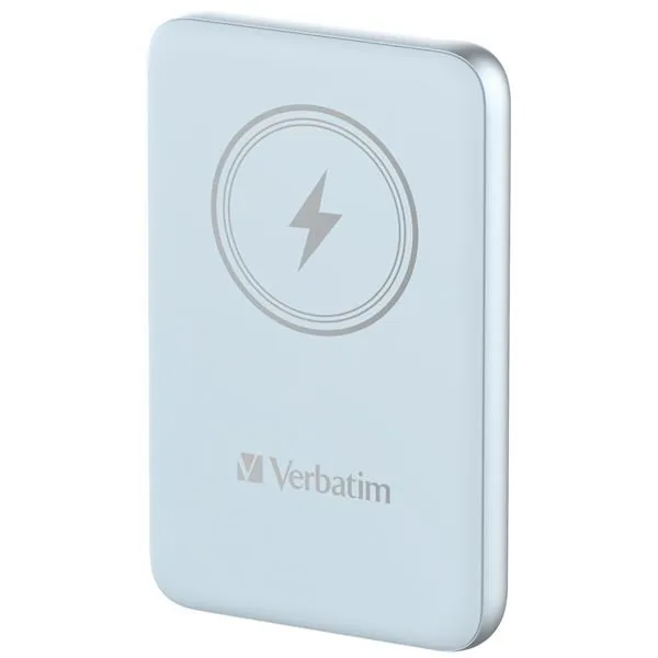 Verbatim power banka s bezdrátovým nabíjením 5V, nabíjení telefonu, 32247, 10 000mAh, magnetické připevnění, modrá