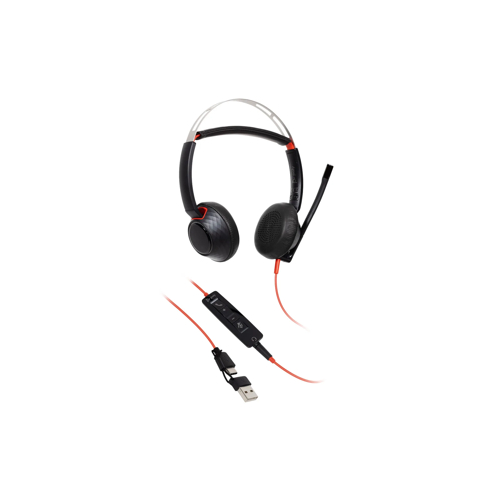 Poly Blackwire 5220 náhlavní souprava, 3.5 mm jack + USB-C A adaptér, stereo