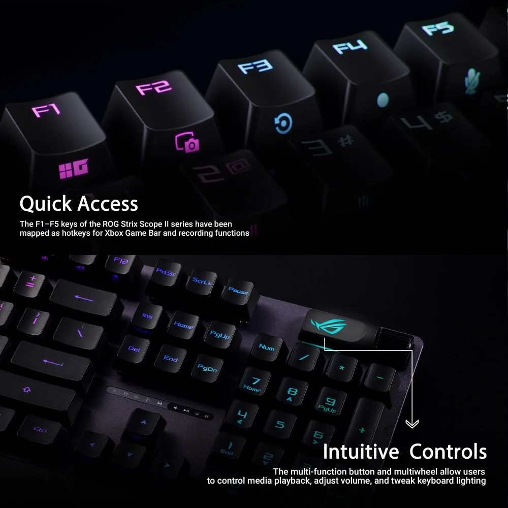 ASUS KB ROG STRIX SCOPE II (ROG RX RED PBT), mechanická, drátová, US