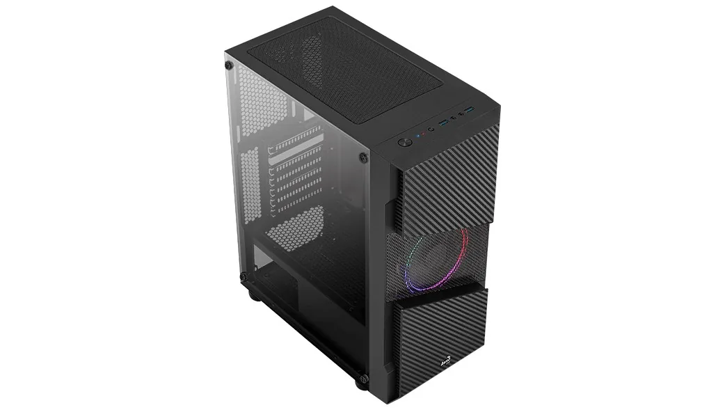 AEROCOOL skříň Menace Saturn FRGB ML G, Mid tower, 2x USB 3.0, 2x audio, 1x 120mm FRGB Fan, bez zdroje
