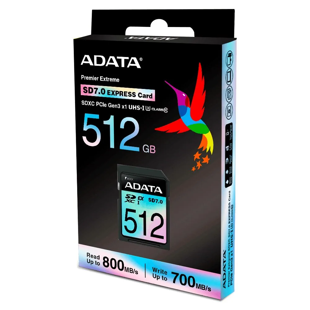 ADATA SDXC karta 512GB Extreme, PCIe Gen3, UHS-I, C10, V30, (R:800 W:700 MB s)