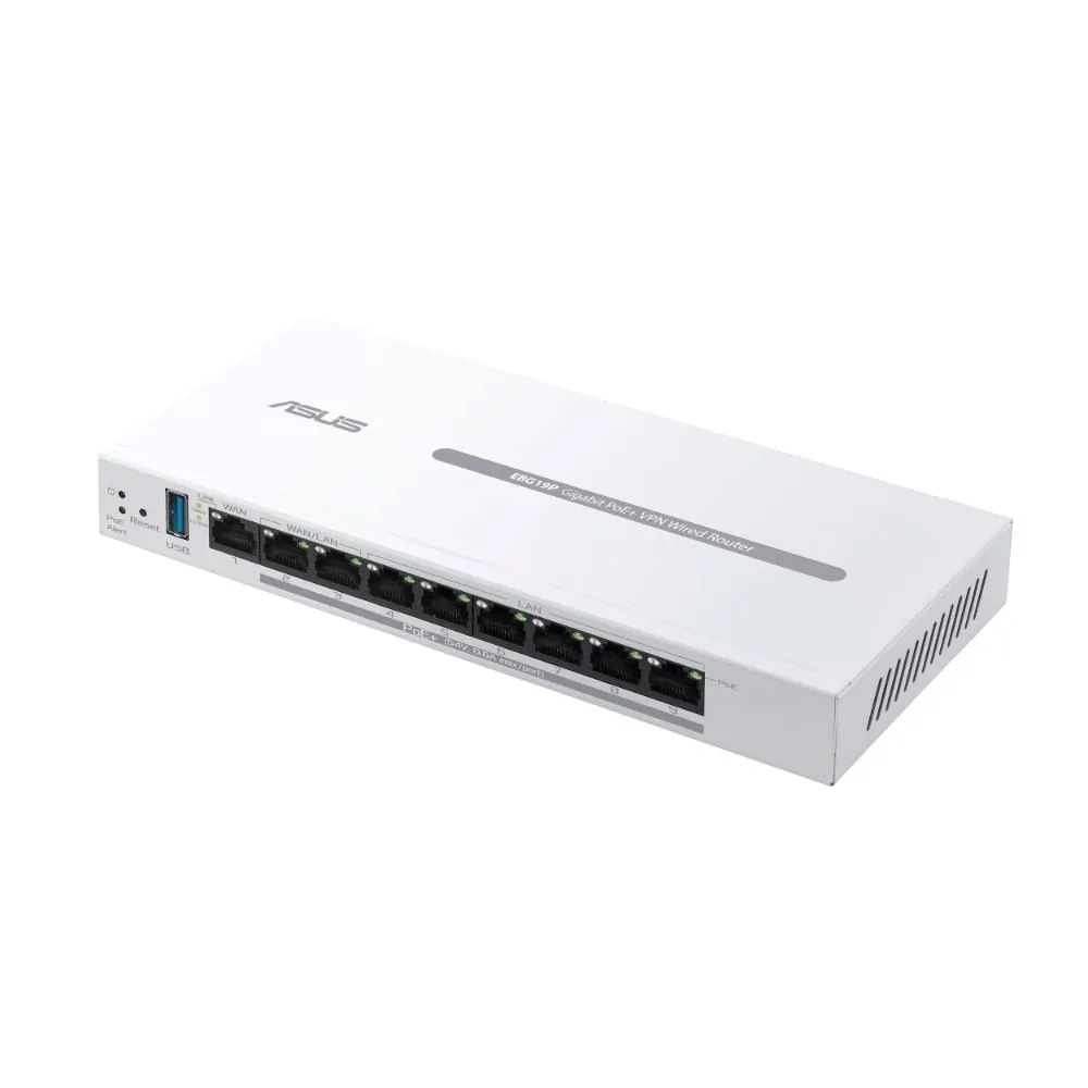 ASUS ExpertWifi EBG19P VPN Router, 8x PoE+ port, Až 3 WAN, 1x USB3.2