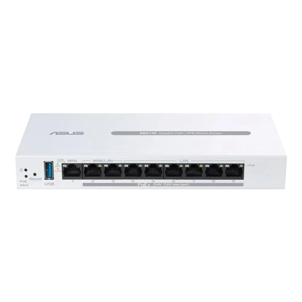 ASUS ExpertWifi EBG19P VPN Router, 8x PoE+ port, Až 3 WAN, 1x USB3.2