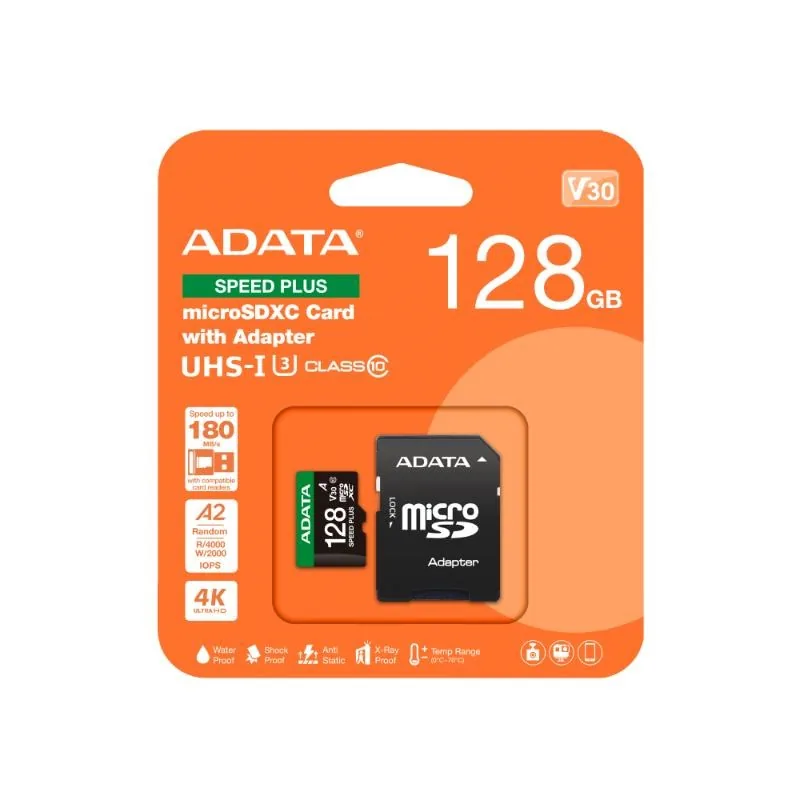 Adata Speed Plus/Micro SD/128GB/UHS-I U3 / Class 10/+ Adaptér