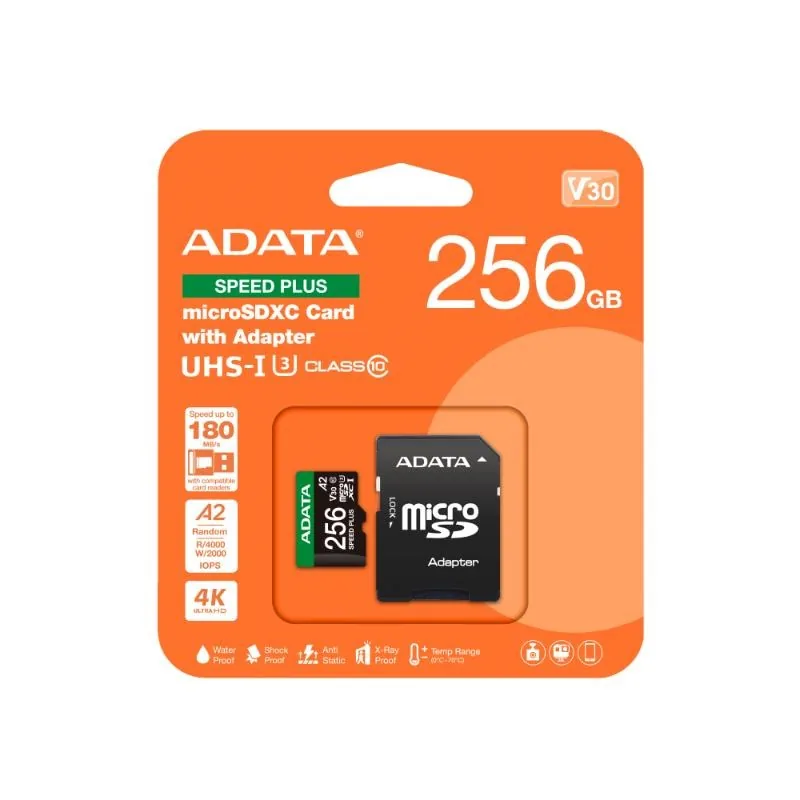 Adata Speed Plus/Micro SDXC/256GB/UHS-I U3 / Class 10/+ Adaptér