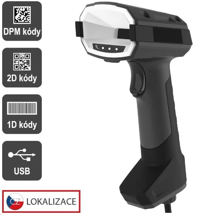 VIRTUOS - DPM CCD 2D čtečka Virtuos HT-880DPM, USB, tmavě šedá