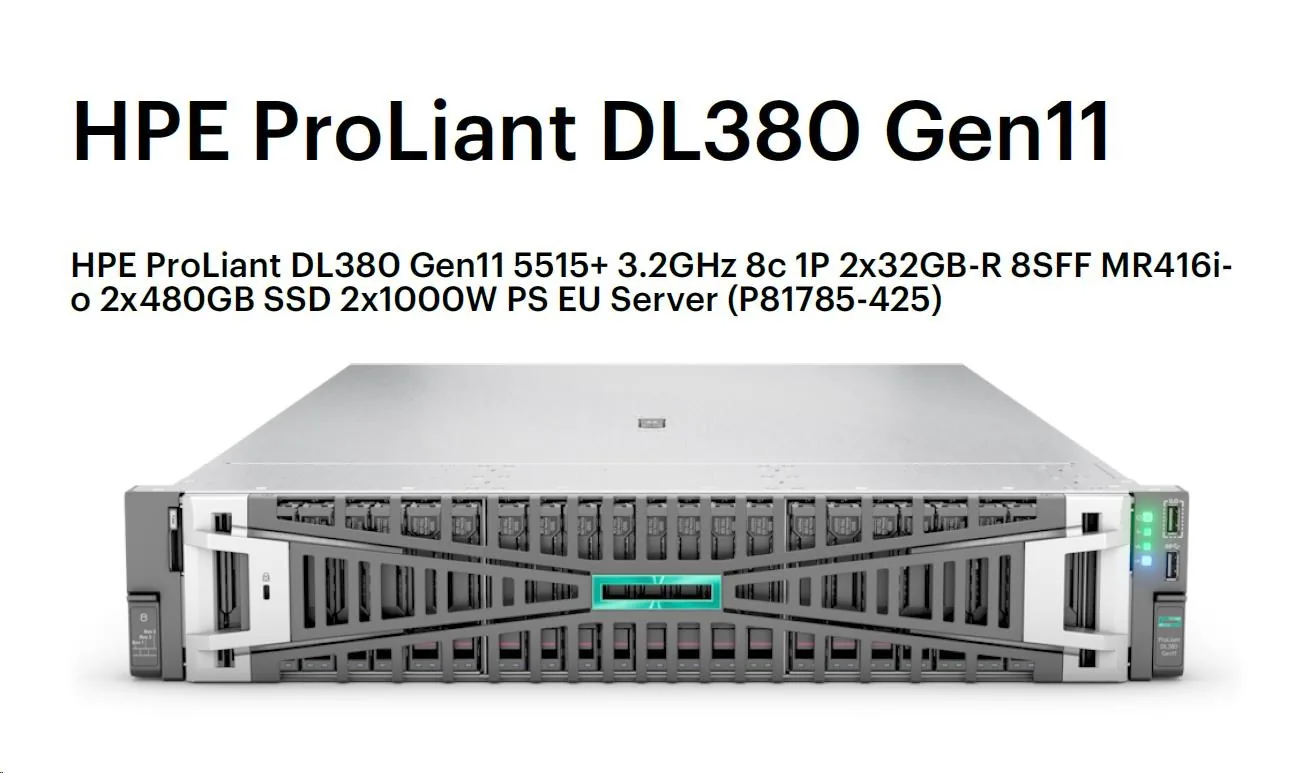 HPE DL380 G11 5515+, 64GB, 2 x 480GB SSD