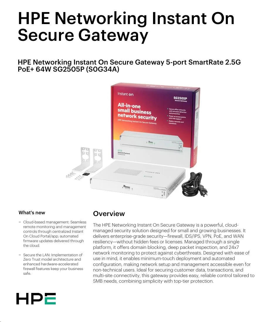 HPE NW ION Gtwy 5p 2.5G 64W SG2505P