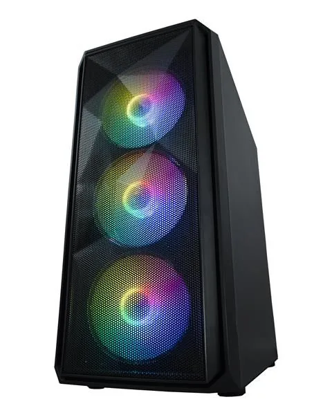 VeinX case ME19A Mid Tower, bez zdroje, 1x USB3.0, 1x USB2.0, 4x 120mm ARGB Fan, 1x ARGB Controller, černá