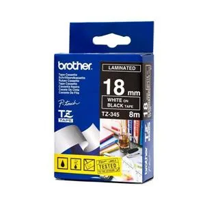 Brother TZe-345 - Samolepicí - bílá na černé - Role (1,8 cm x 8 m) 1 kazeta/y lamino páska - pro Brother PT-P750; P-Touch Series; P Touch Cube Plus PT-P710; P-Touch Cube Pro PT-P910