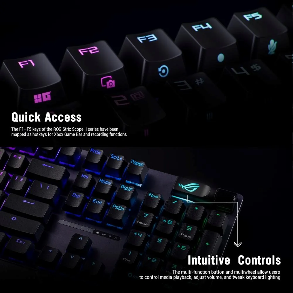 ASUS KB ROG Strix Scope II X (ROG NX Snow V2 PBT), mechanická, drátová, USB-A, USB-C, US