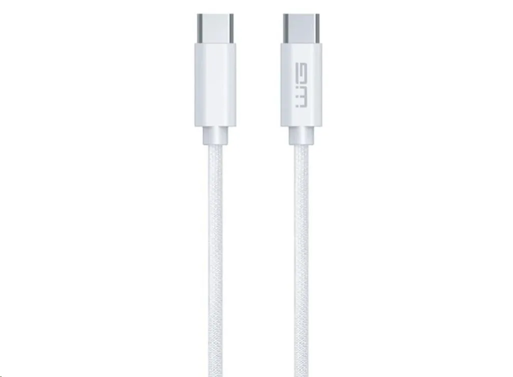WG - Datový kabel Type-C na Type-C, 3 metry, 3A, 60W, bílá