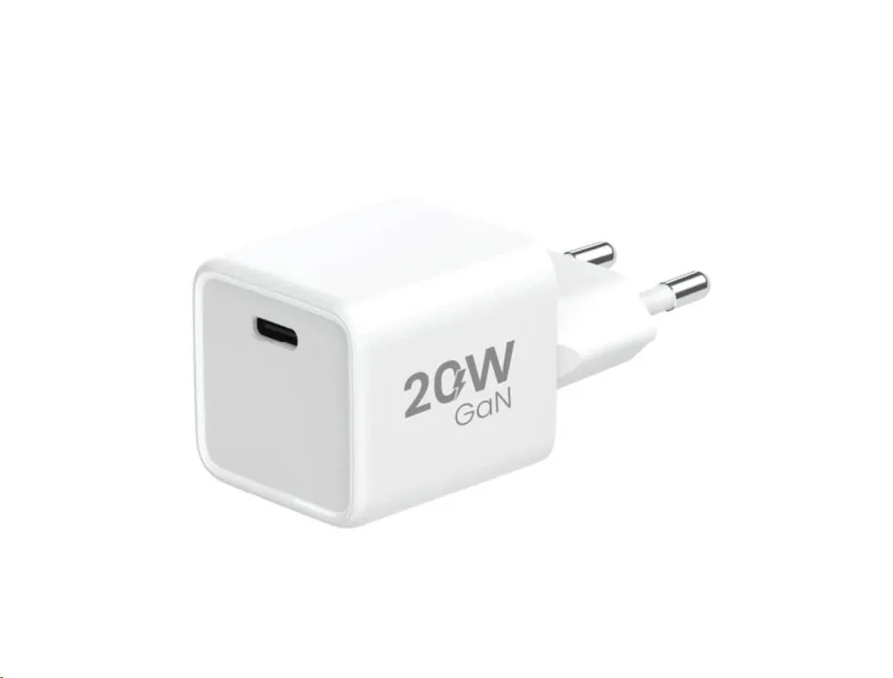 WG - Síťová nabíječka 1x USB-C PD 20W, 5V-9V-12V, kabel Type-C na Type-C, bílá