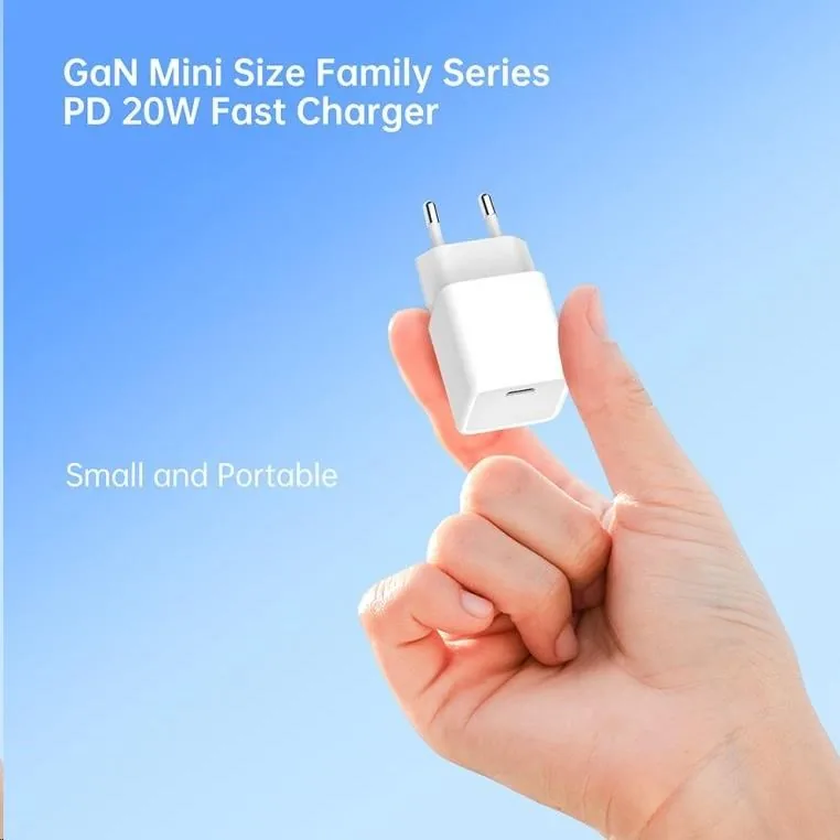 WG - Síťová nabíječka 1x USB-C PD 20W, 5V-9V-12V, kabel Type-C na Type-C, bílá