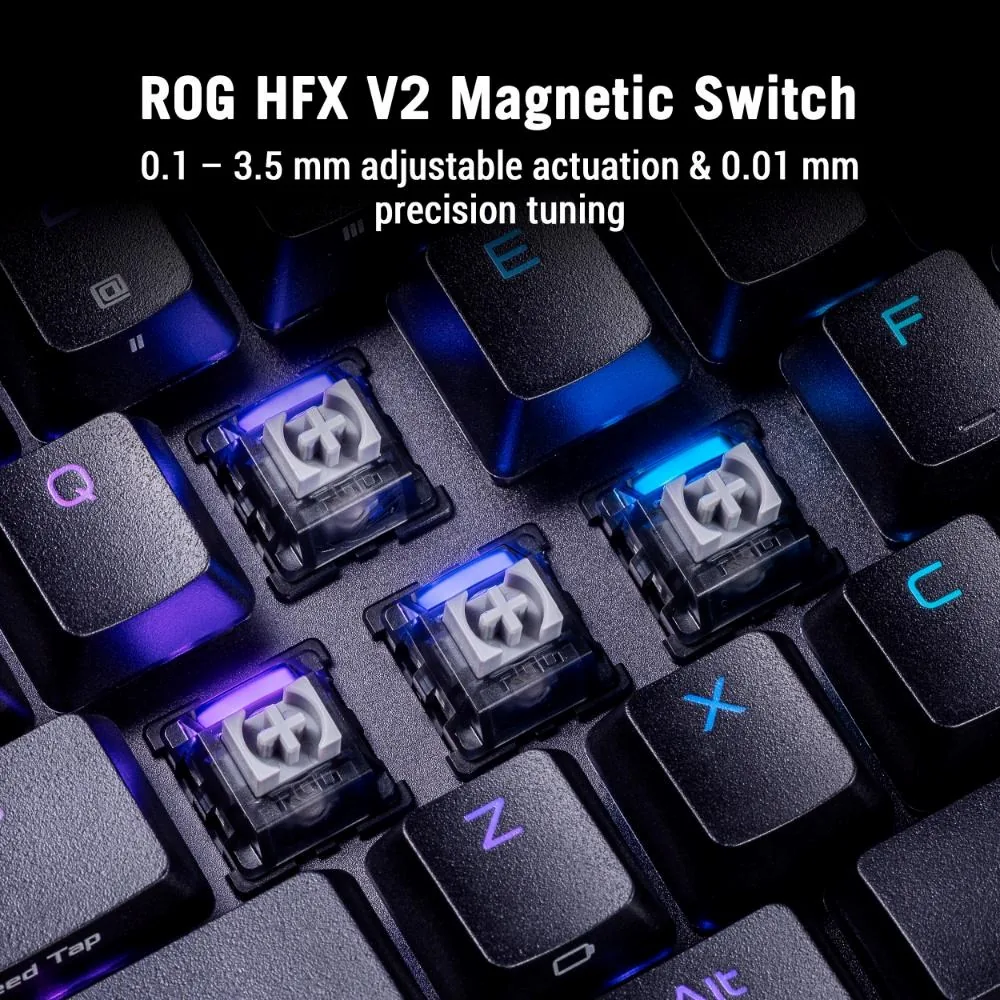ASUS KB ROG Falcata (ROG HFX Magnetic V2 PBT), magnetická, bezdrátová, ARBG, USB-C, US