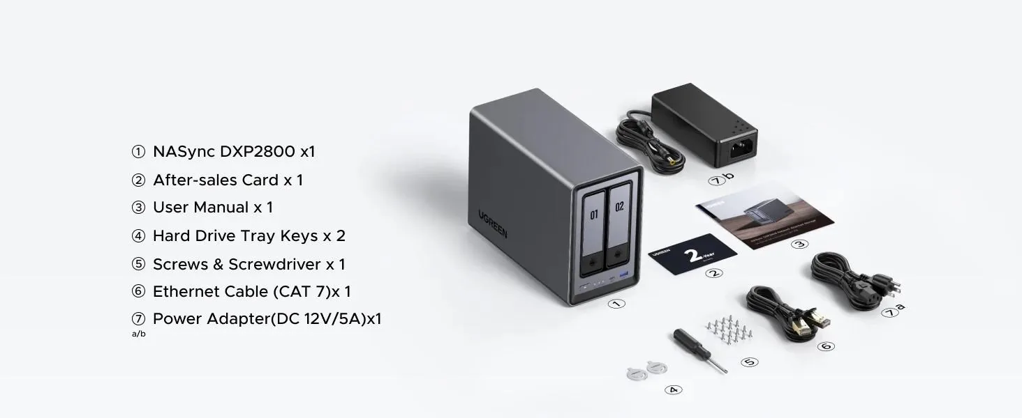 UGREEN NASync DXP2800 (4C IntelN100 3,4GHz 8GBRAM 2xSATA 2xM.2 1x2,5GbE 2xUSB2.0 2xUSB3.2 1xUSB-C HDMI)