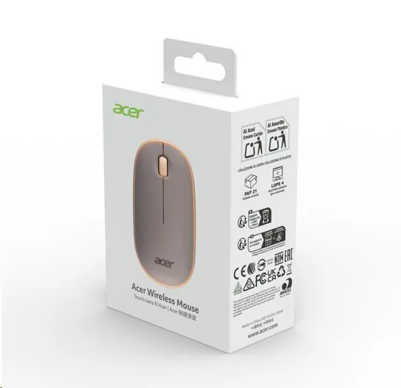 Acer AMR100/Cestovní/Optická/1 600 DPI/Bezdrátové USB/Béžová