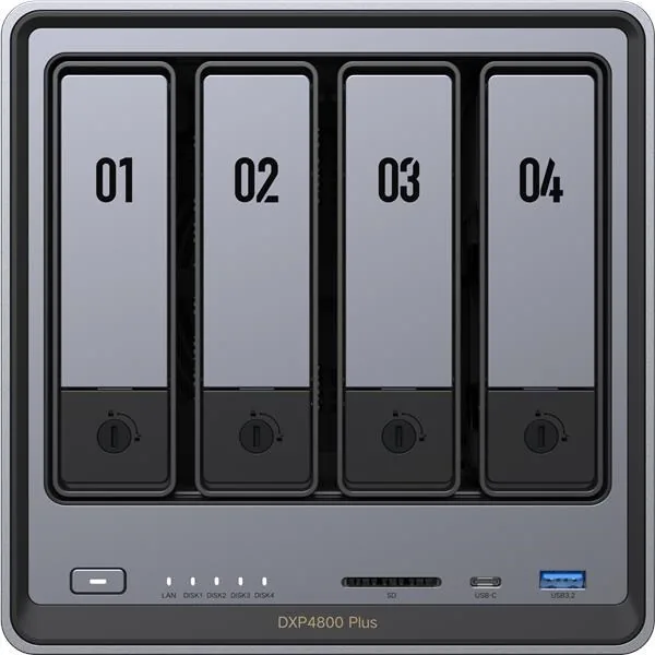 UGREEN NASync DXP4800 Plus (6C Gold8505 4,4GHz 8GBRAM 4xSATA 2xM.2 1x2,5GbE 1x10GbE 2xUSB2.0 2xUSB3.2 1xUSB-C HDMI SD)