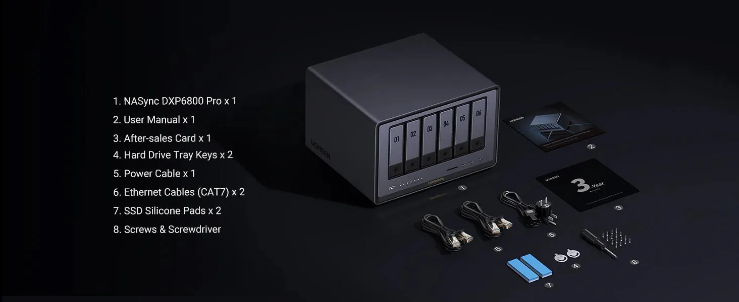 UGREEN NASync DXP6800 Pro (10C i5-1235U 4,4GHz 8GBRAM 6xSATA 2xM.2 2x10GbE 1xPCIe 2xTB 2xUSB2.0 2xUSB3.2 HDMI SD)