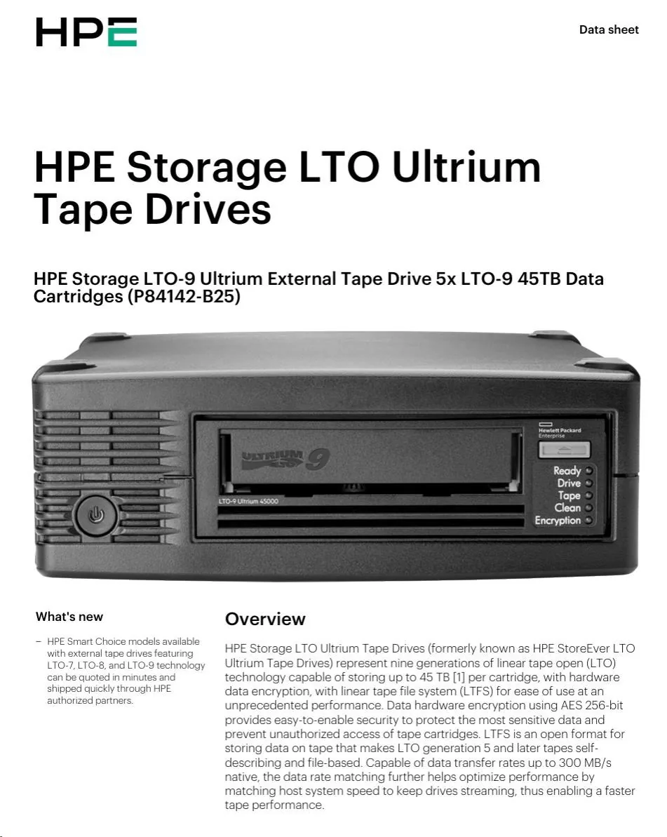 HPE LTO-9 Ext Tp Drv 5xLTO-9 45TB Crtg