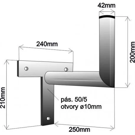 Anténní držák 25cm T (p.4,2 cm)