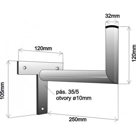 Anténní držák 25cm T (p.3,2 cm)