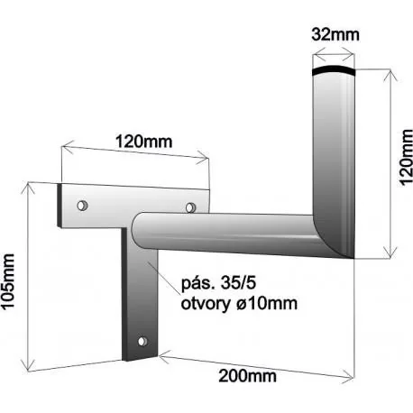 Anténní držák 20cm T (p.3,2 cm)