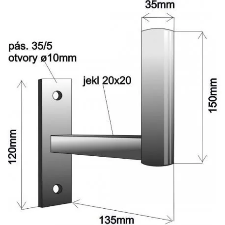 Držák antény na zeď pro NanoStation, galvanický zinek, délka 14cm