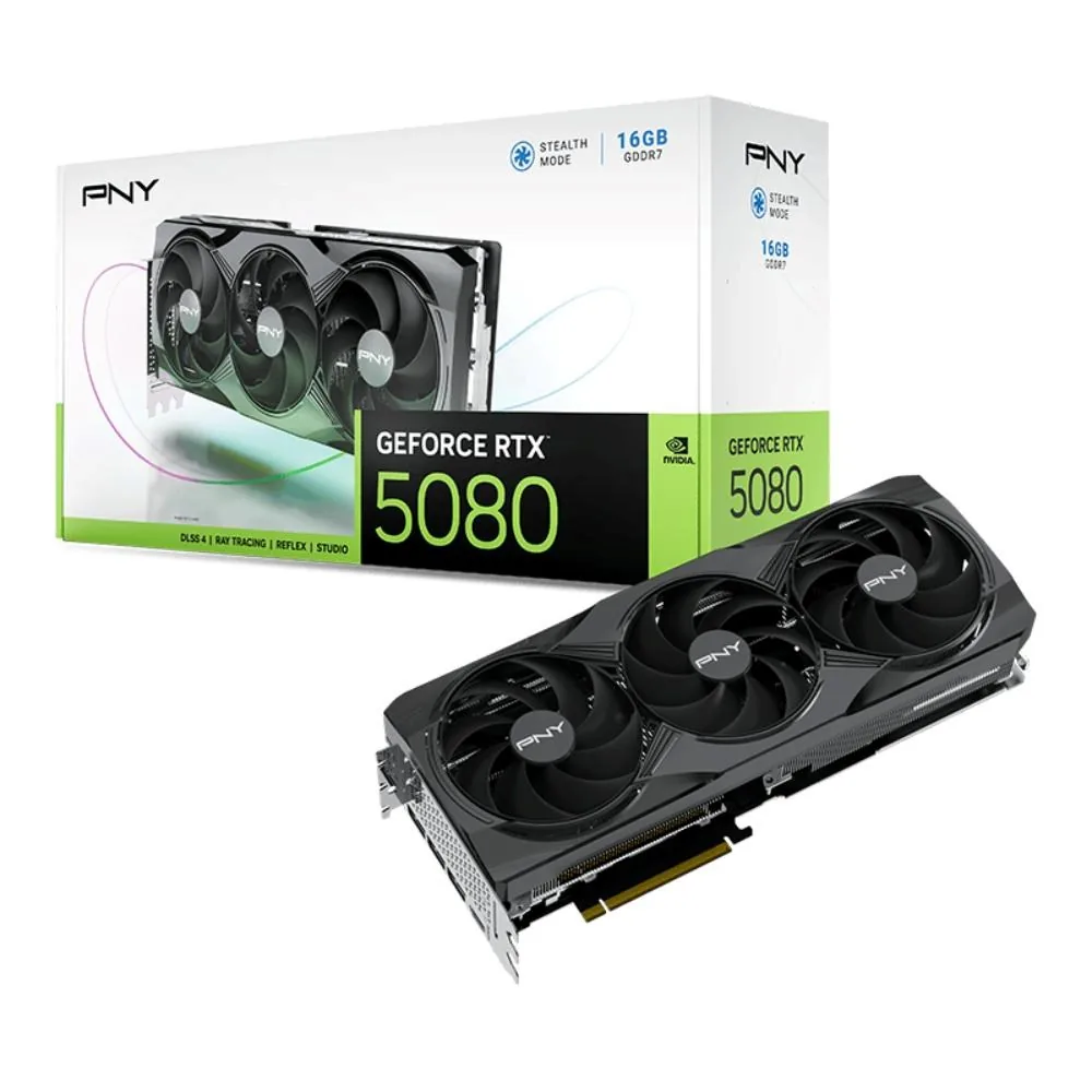 PNY VGA Nvidia GeForce RTX 5080 16GB Triple Fan, RTX 5080, 16GB GDDR7, 3xDP, 1xHDMI