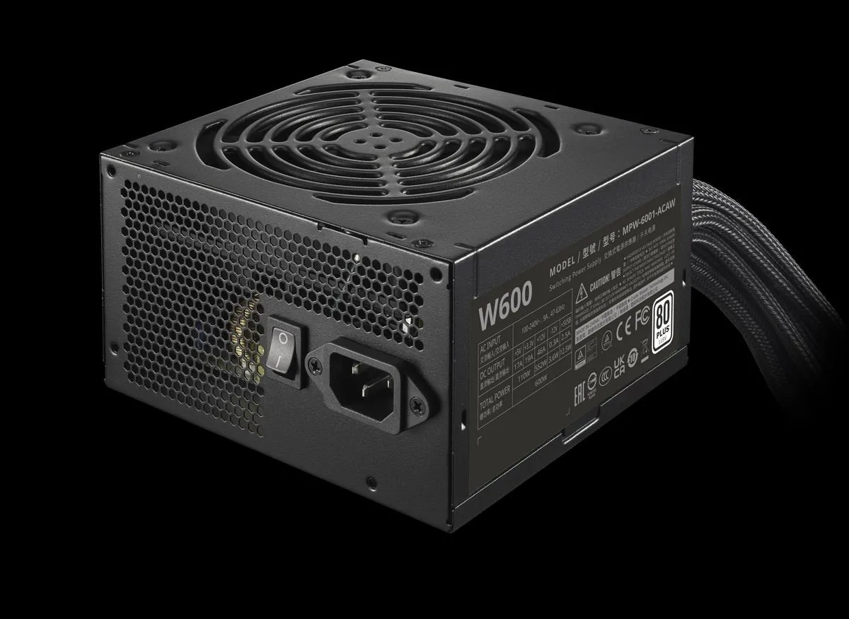 Cooler Master zdroj Elite NEX 600W 230V, 120mm, 80+ White, Mesh (opletené kabely)