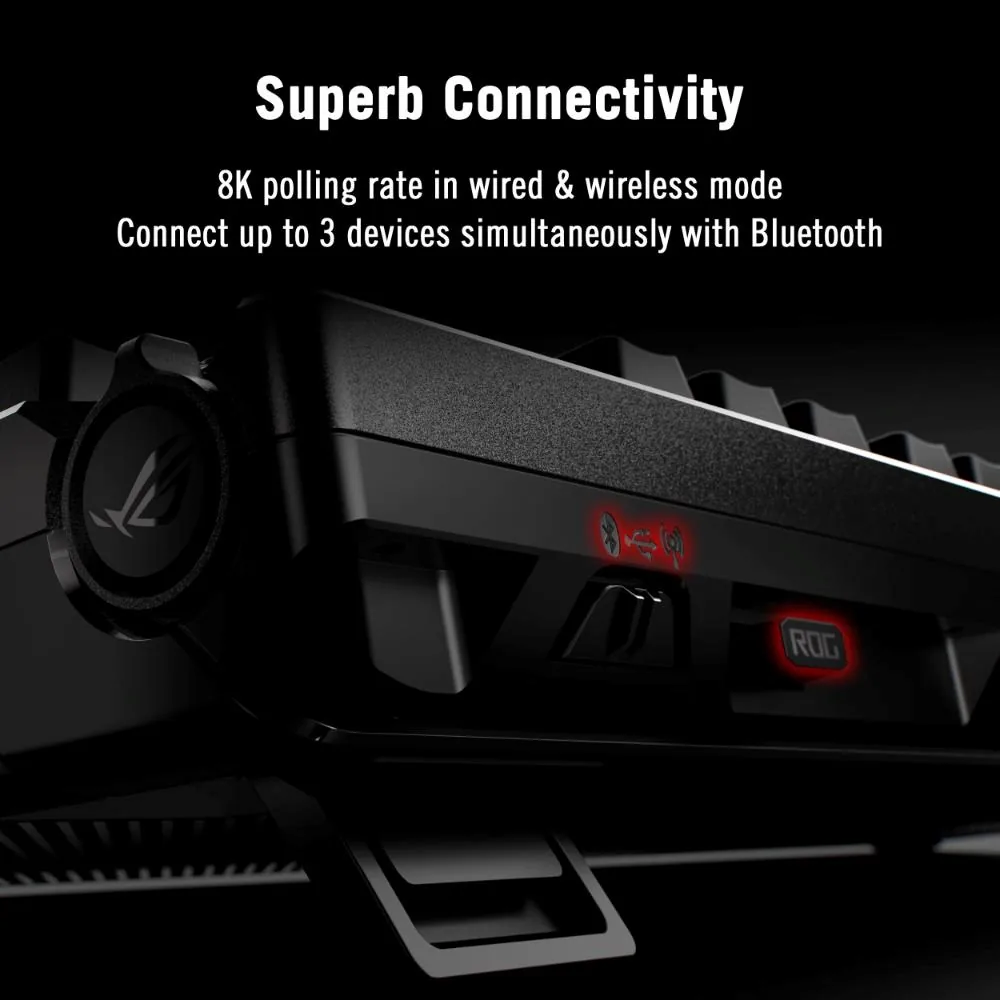 ASUS klávesnice ROG Azoth 96 HE, Mechanická, Bezdrátová, BT, RF 2.4GHz, CZ SK, černá