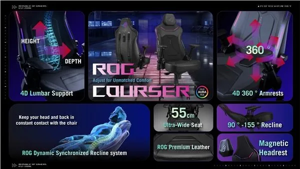 ASUS herní křeslo ROG Courser, RGB,černá