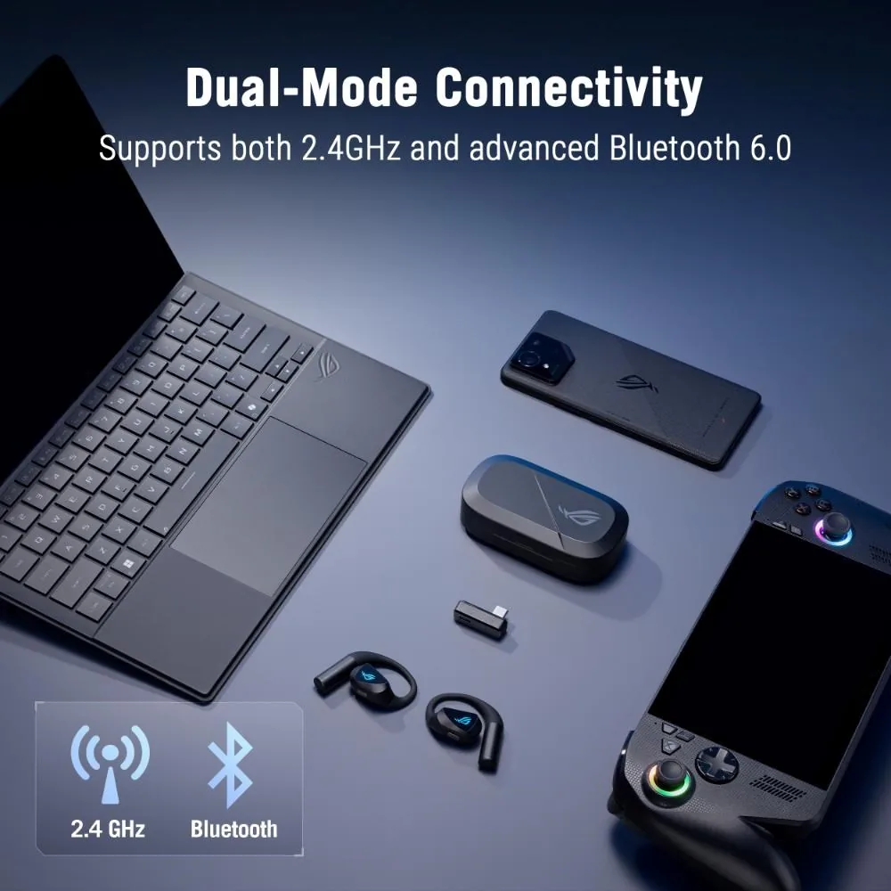 ASUS sluchátka ROG Cetra Open Wireless, BT + RF 2.4 GHz, RGB, černá