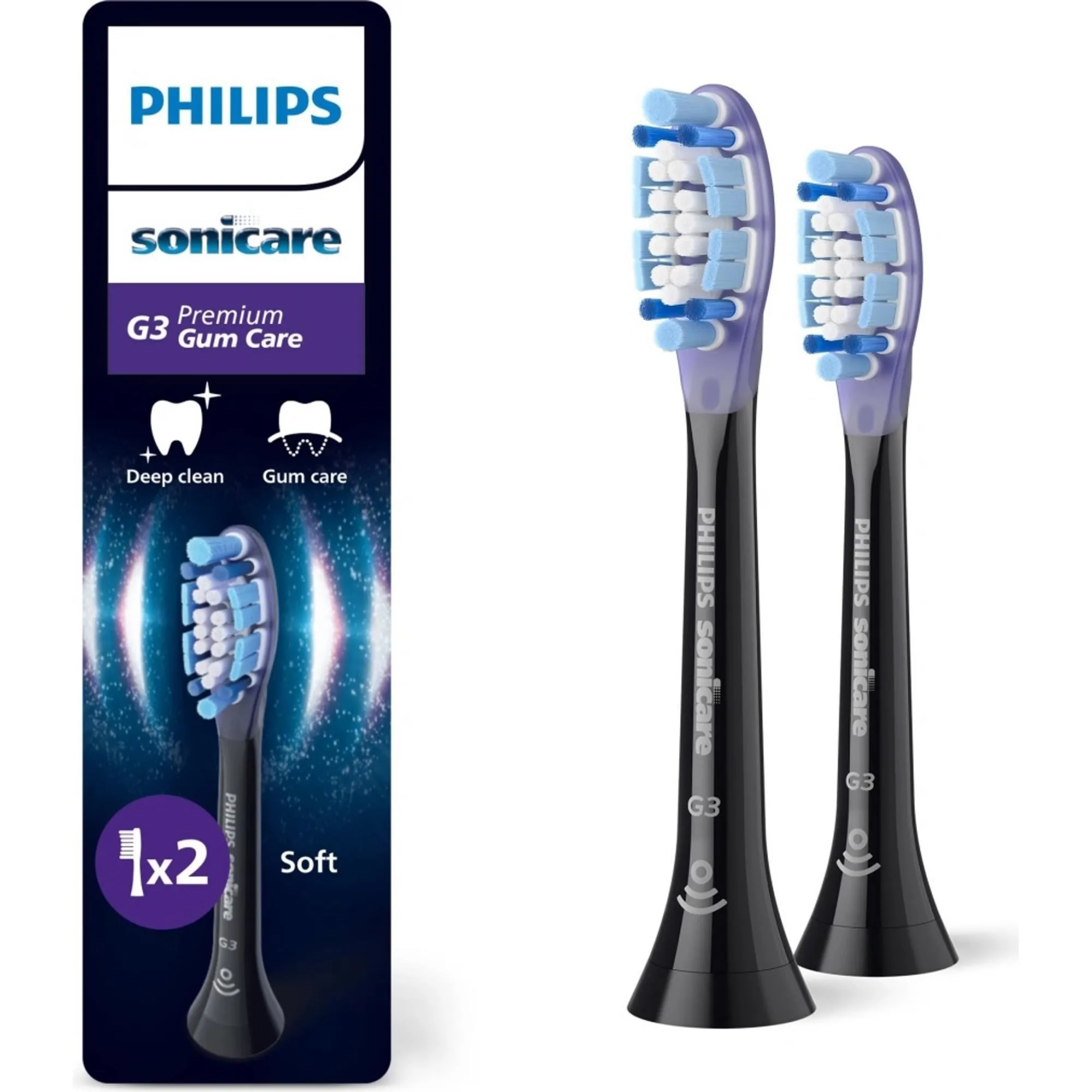 Philips Sonicare G3 Premium Gum Care HX9052 88 náhradní hlavice 2 ks černá, péče o dásně a implantáty