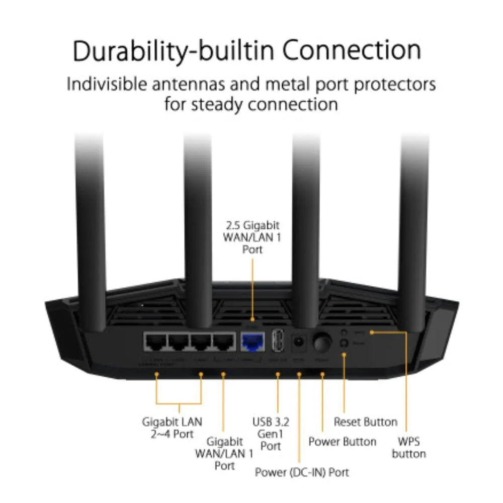ASUS Herní Router TUF-BE3600 V2 Wifi 7 Router, 2x WAN, 3x LAN, AiMesh