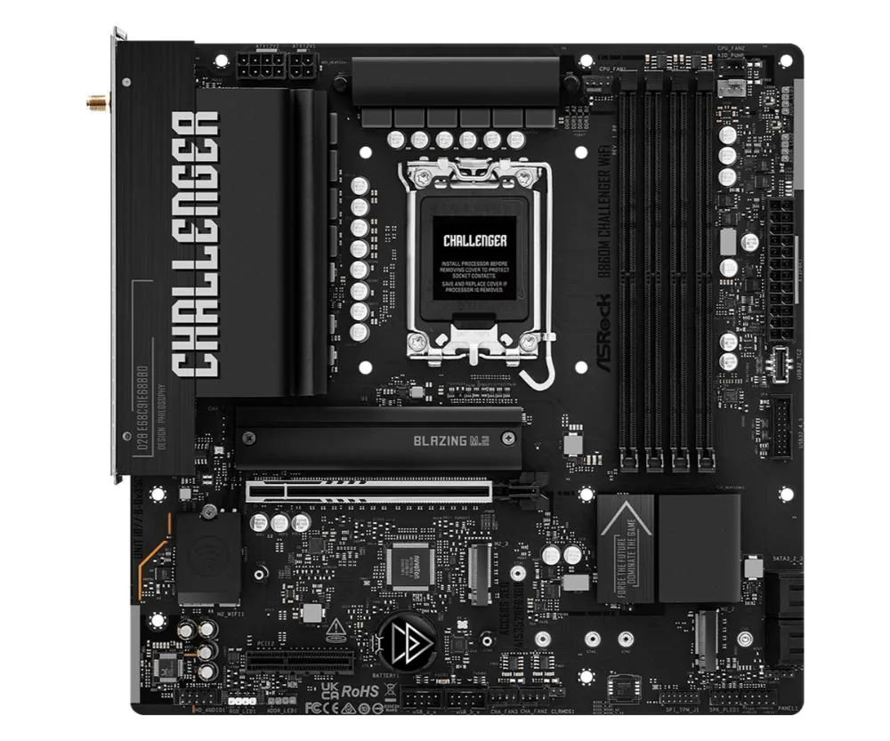MB Asrock B860M Challenger WiFi LGA1851 4xDDR5 M.2 W7+BT5.4 HDMI mATX