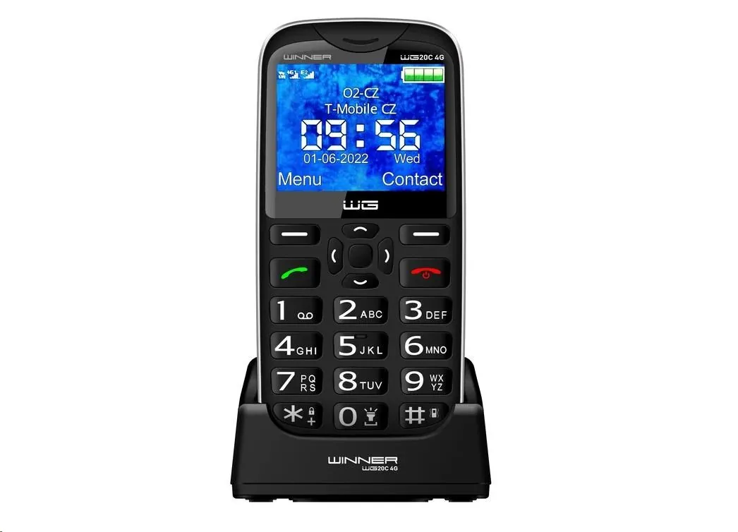 WG - Mobilní telefon WG20C, pro seniory, černá