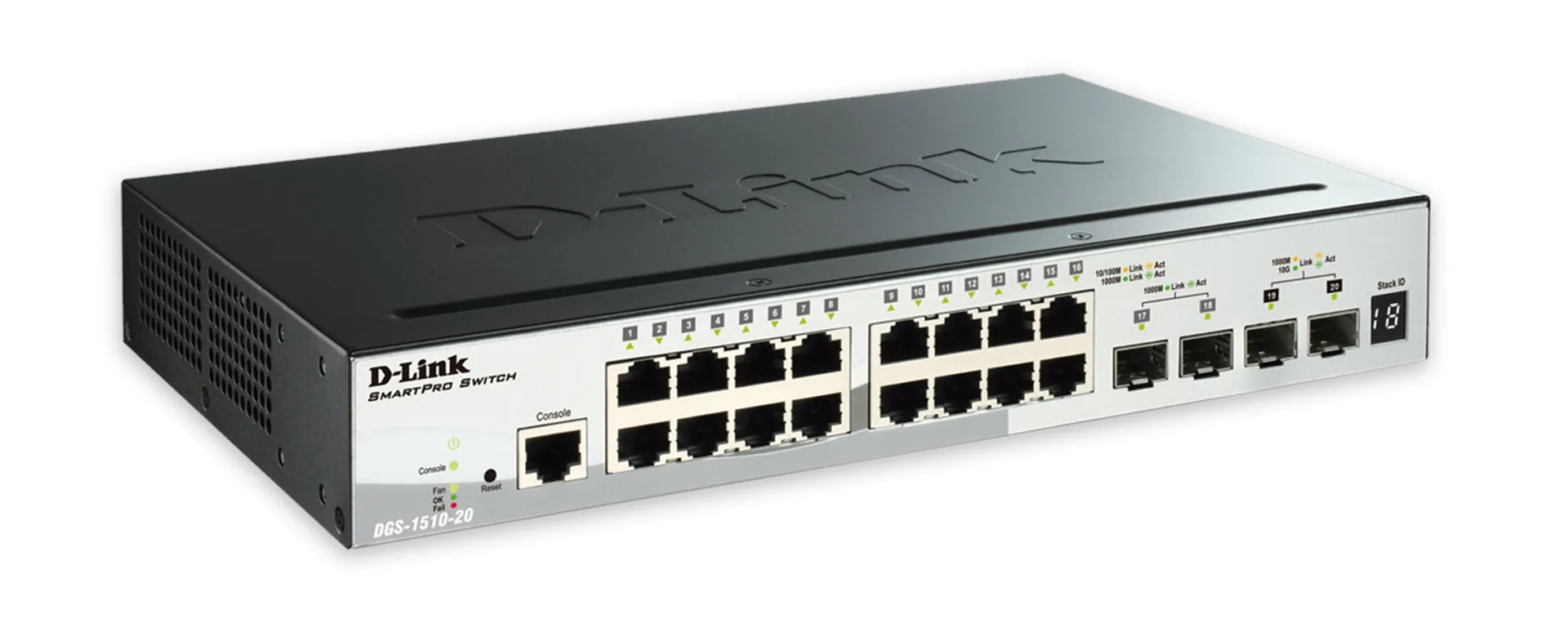 D-Link DGS 1510-20 - Přepínač - L3 - inteligentní - 16 x 10/100/1000 + 2 x gigabitů SFP + 2 x 10 Gigabit SFP+ - desktop, Lze montovat do rozvaděče