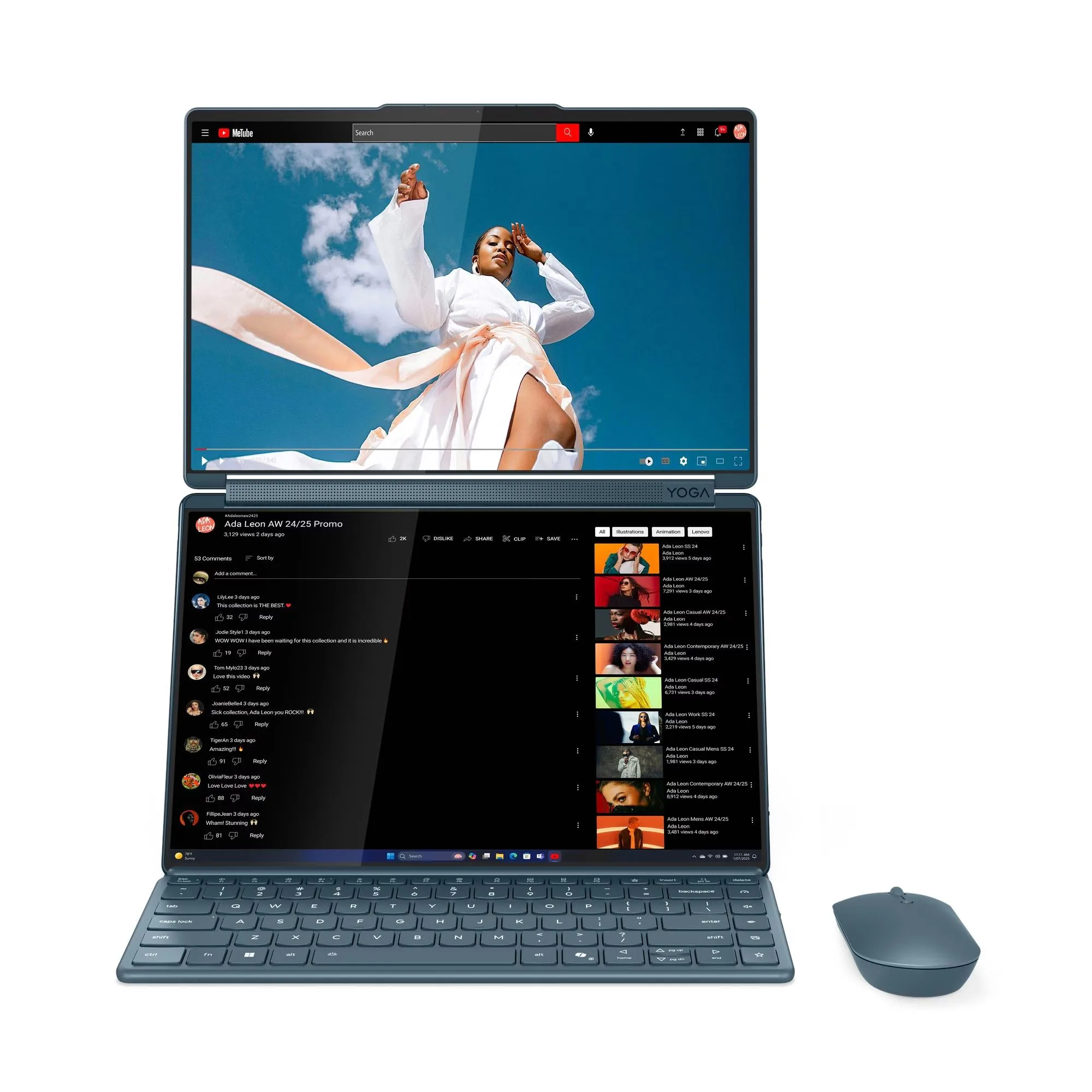 Lenovo Yoga Book 9/14IAH10 /U7-255H/14"/2880x1800/T/32GB/1TB/Intel int/W11P/Tidal Teal/3R On-Site