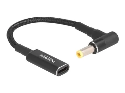 Delock - Adaptér napájení - USB-C (F) do DC jack 5,5 x 2,5 mm (M) pravoúhlý - 19.5 V - 3 A - 15 cm - cerná
