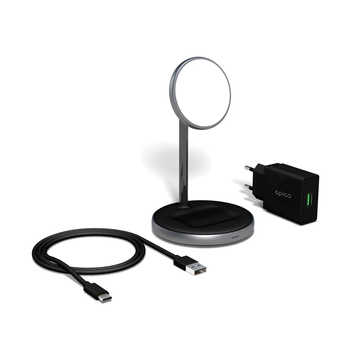 Epico 2in1 Magnetic Wireless Charger - černá