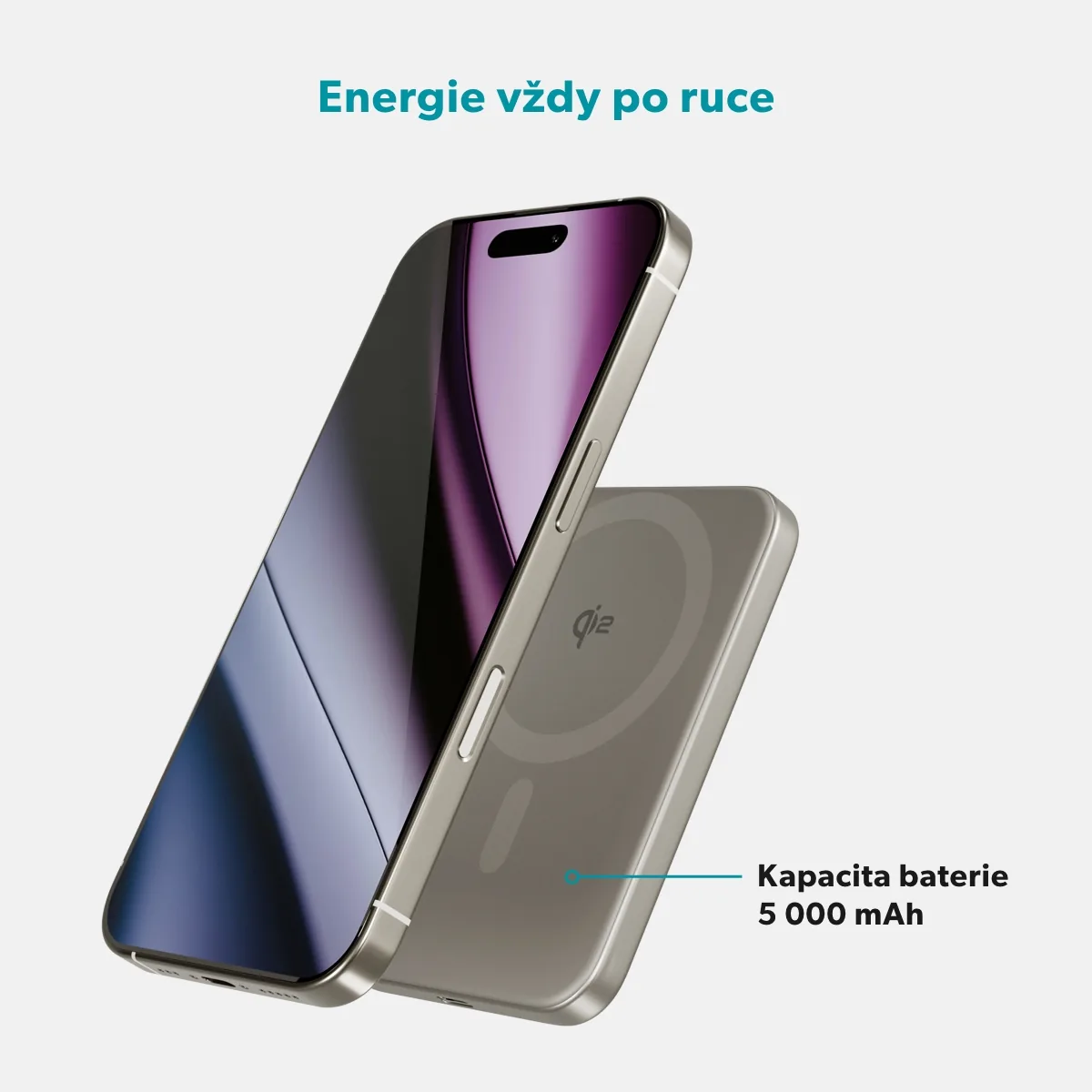 Epico Qi2 5000mAh Alu Mag+ PowerBanka EM51 -titan